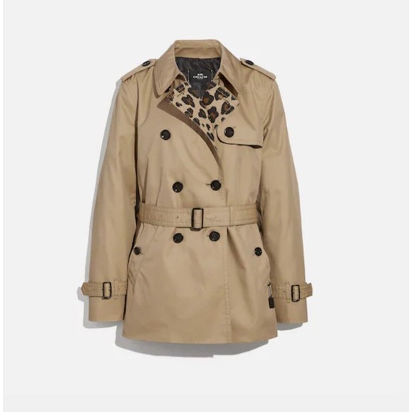 Coach F33870 Leopard Print Short Trench Coat Jacket Size XXS NWT Org $498 - Picture 11 of 12